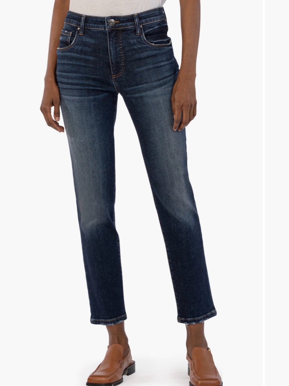 Kut from the Kloth Reese High-Rise Ab Fab Straight Leg Jeans in Dark Wash 14P